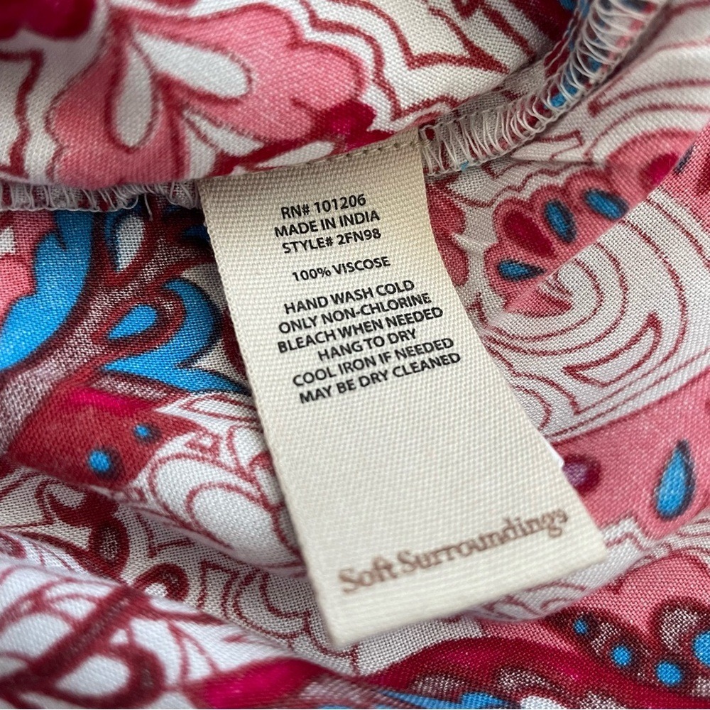 Soft Surroundings Red Blue Paisley Tiered Viscose Maxi Dress Small - Picture 10 of 14
